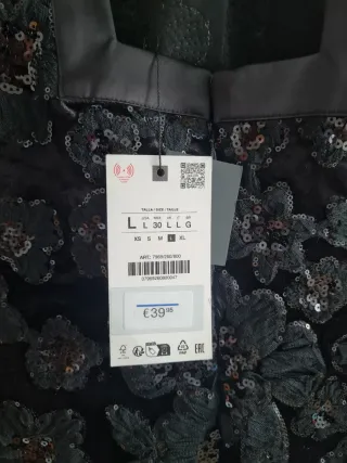 Vestido Negro Zara Flores Lentejuelas