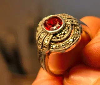 Anillo Plata Antiguo Granate