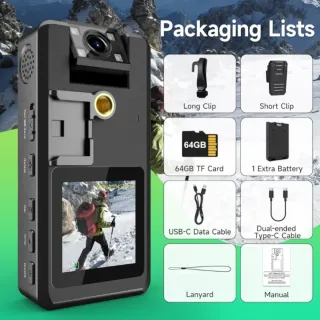 Cámara Corporal WEOOR 1296P 64GB 20H