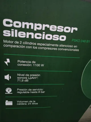 Compresor Parkside PSKO 248 B1 Silencioso