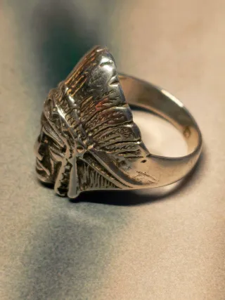 Anillo Plata Vintage Cabeza Indio