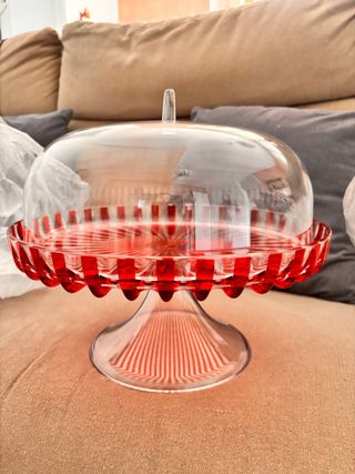 Alzata Guzzini trasparente e rossa 30 cm