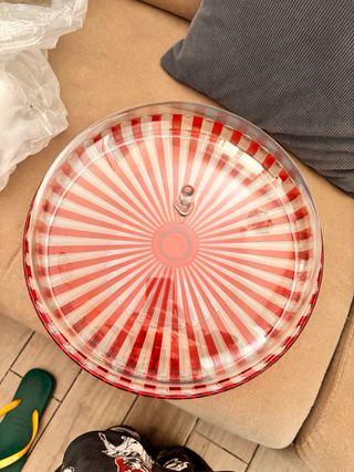 Alzata Guzzini trasparente e rossa 30 cm