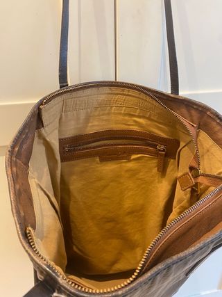 Bolso tote piel Massimo Dutti marrón