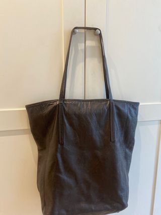 Bolso tote piel Massimo Dutti marrón