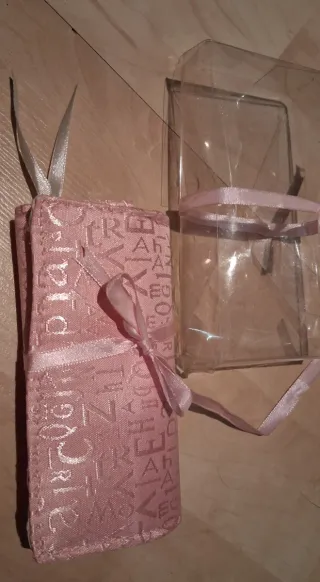 Organizador de joyas de viaje de tejido rosa