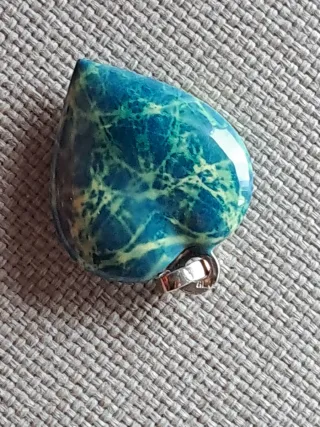 Colgante Corazón Plata Esmaltado Azul/Verde