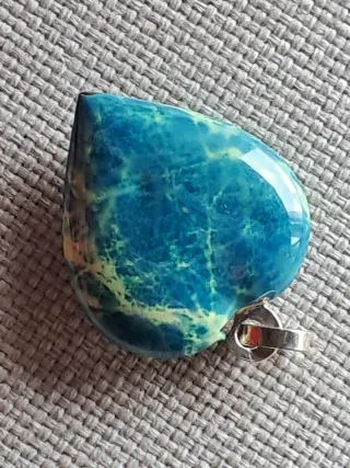 Colgante Corazón Plata Esmaltado Azul/Verde