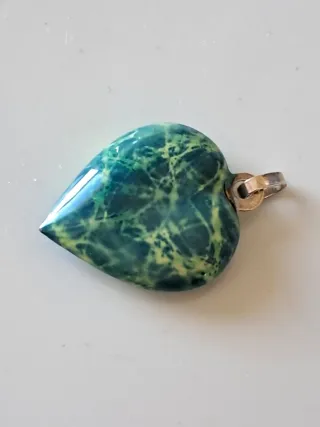 Colgante Corazón Plata Esmaltado Azul/Verde