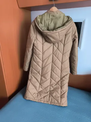 Chamarra Larga Acolchada Beige