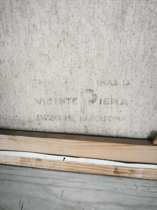 Cuadro antiguo firmado óleo burro y pueblo