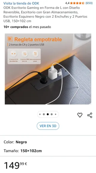 Escritorio Gaming ODK en L Negro