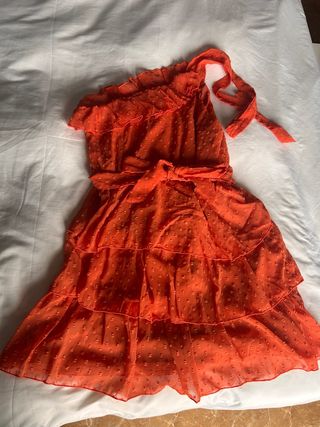 Vestido asimétrico mandarina gasa L