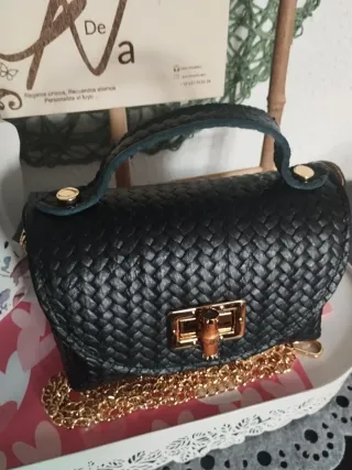 Mini bolso  de Piel Vera Pelle efecto trenzado