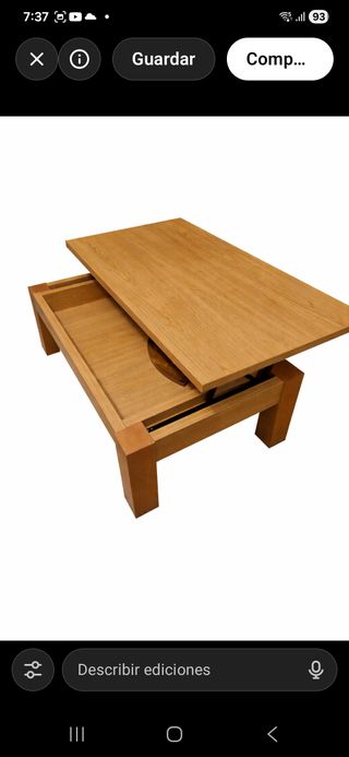 Mesa de centro elevable madera