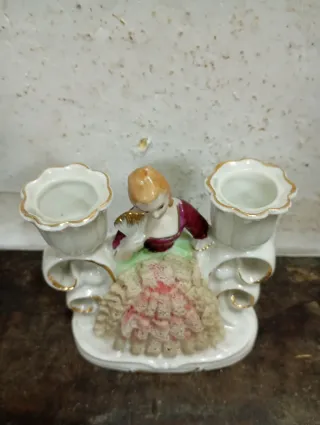 LIQUIDACIÓN Figura porcelana antigua candelabro 2