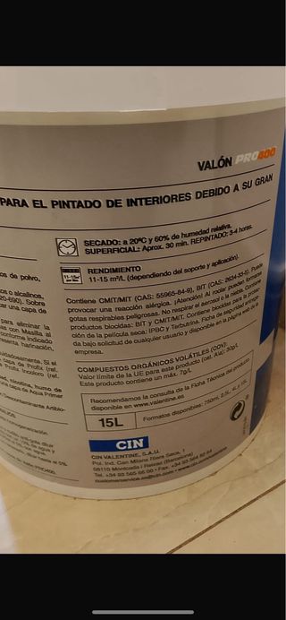 Pintura Plástica Mate Valentine Valón 15L RAL 9010