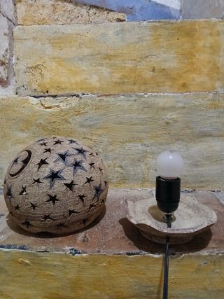Lámpara cerámica artesanal estrellas sol