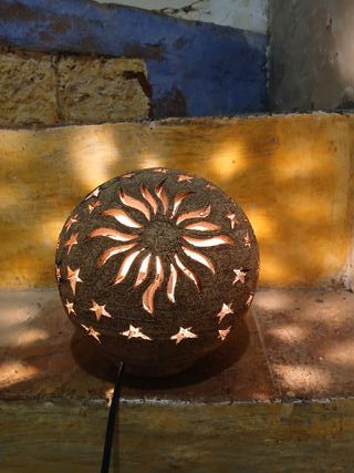 Lámpara cerámica artesanal estrellas sol