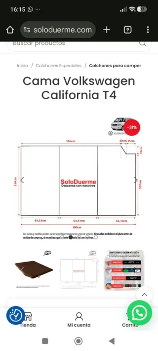 Colchón plegable VW T4 California