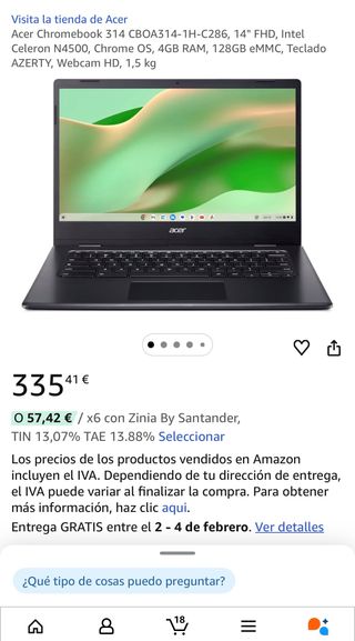 Acer Chromebook Nero Nuovo