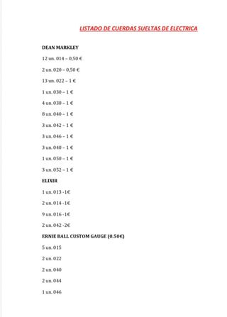 Cuerdas Sueltas y juegos de electrica/acustia