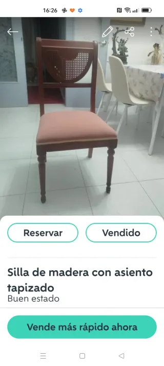 6 Sillas de Comedor Madera y Tapizado Rosa