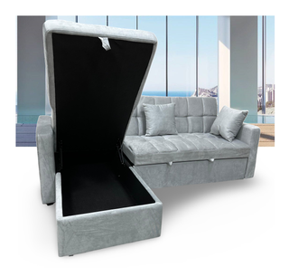 Sofá Cama Reversible Gris Terciopelo