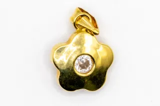 Dije Flor Oro 18k con Piedra