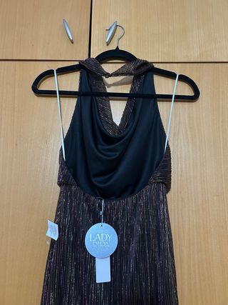 Vestido Maxi Pipa Dourado Preto
