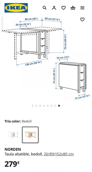 Tavolo pieghevole NORDEN IKEA in betulla