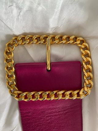 Cintura fucsia con fibbia dorata cm 90