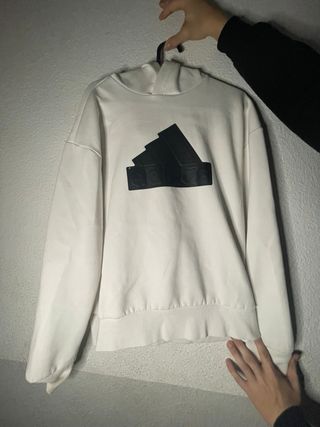 Sudadera Adidas Blanca Logo Negro
