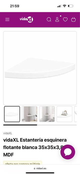 Estantería esquinera flotante blanca