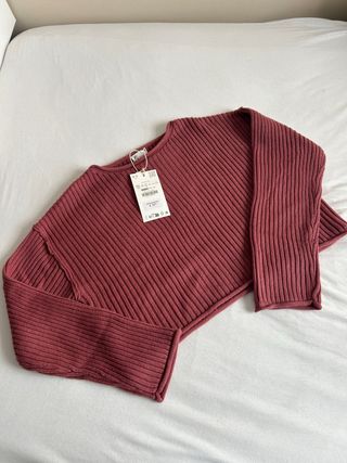 Jersey canalé rosa Zara XXS-XS