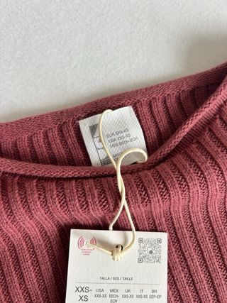 Jersey canalé rosa Zara XXS-XS