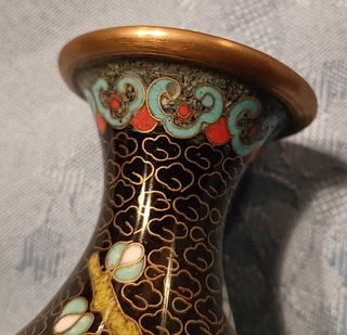 Coppia vasi in ottone cloisonné