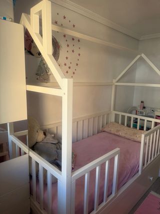 Cama casita blanca