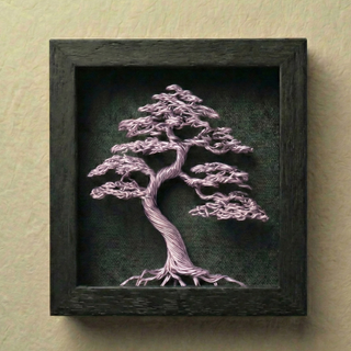 Cuadro Árbol Bonsái Alambre Marco Negro