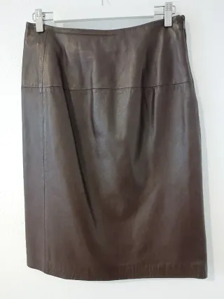 Falda de cuero auténtico marrón