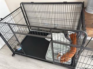 Jaula Perros Metal Plegable Techo Abatible