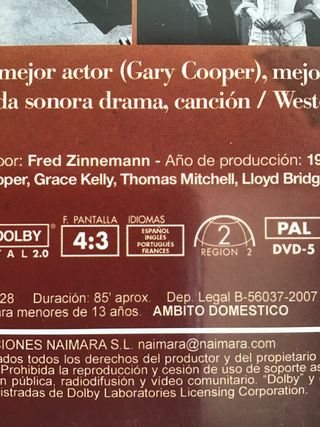 Solo ante el peligro DVD - Gary Cooper