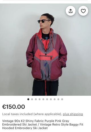 Chaqueta K2 Vintage Esquí Roja y Turquesa