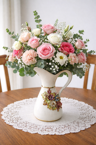 Jarra porcelana clásica dorada