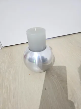 Portavelas esfera metal plateado