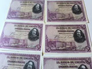 6 Billetes 50 Pesetas Banco de España 1928