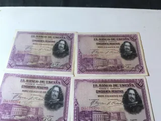 6 Billetes 50 Pesetas Banco de España 1928
