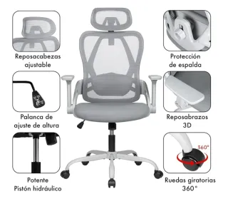 Silla Ergonómica Oficina Gris