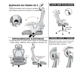 Silla Ergonómica Oficina Gris