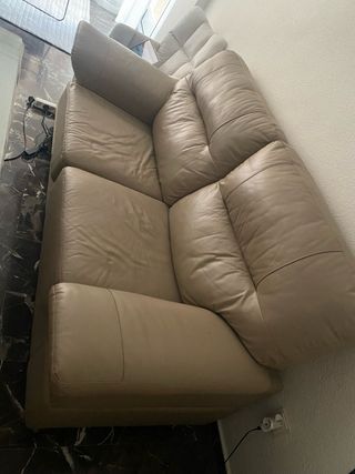 Sofá 2 plazas piel beige